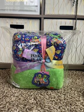 Posh Peanut Lisa Frank Zoomer & Zorbit Alien LUXE Plush Patoo Blanket